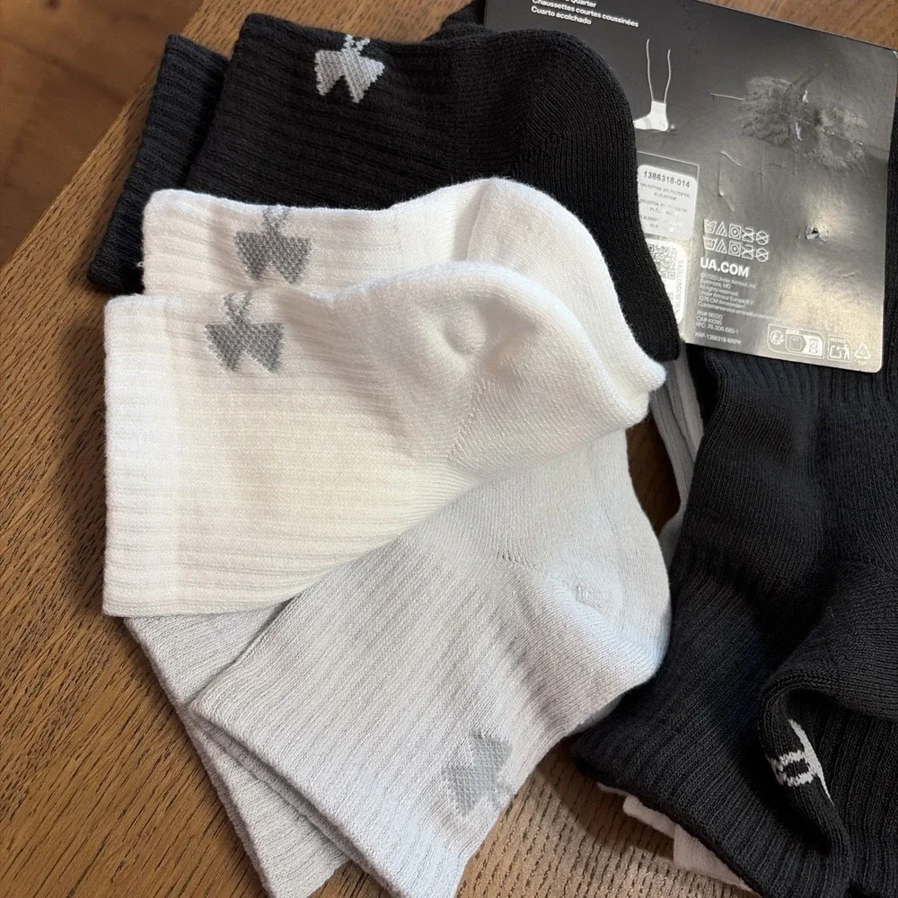 Under Armour Mens Performance Training Cotton Cushioned Quarter Socks -SZ 8.5-13